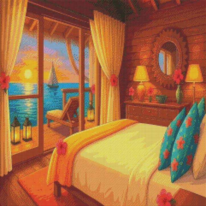 Romantischer Sonnenuntergang (60x90cm, eckige Harzsteine)