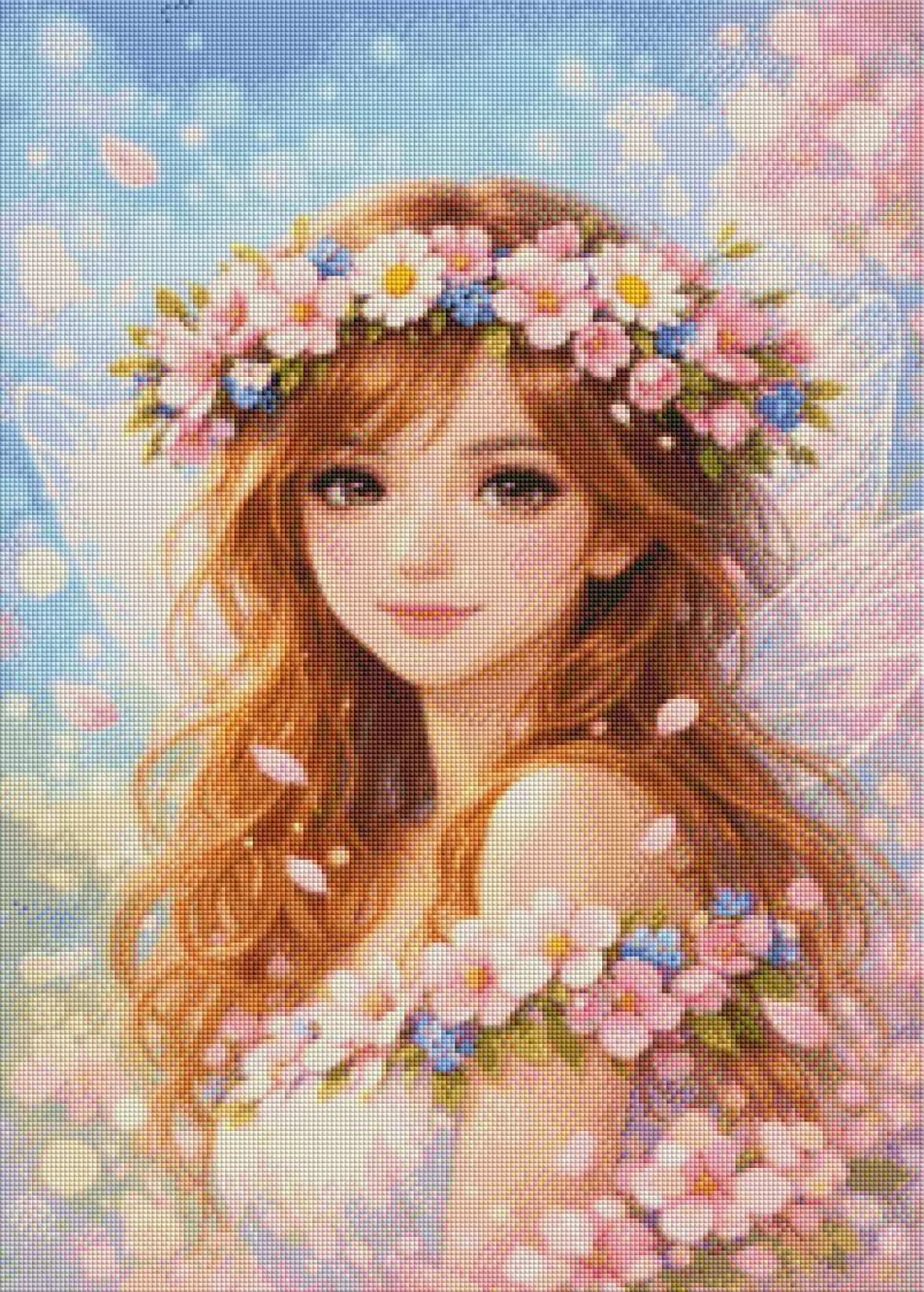 Frühlingsfee - Blütenzauber (50x70cm, eckige Harzsteine)