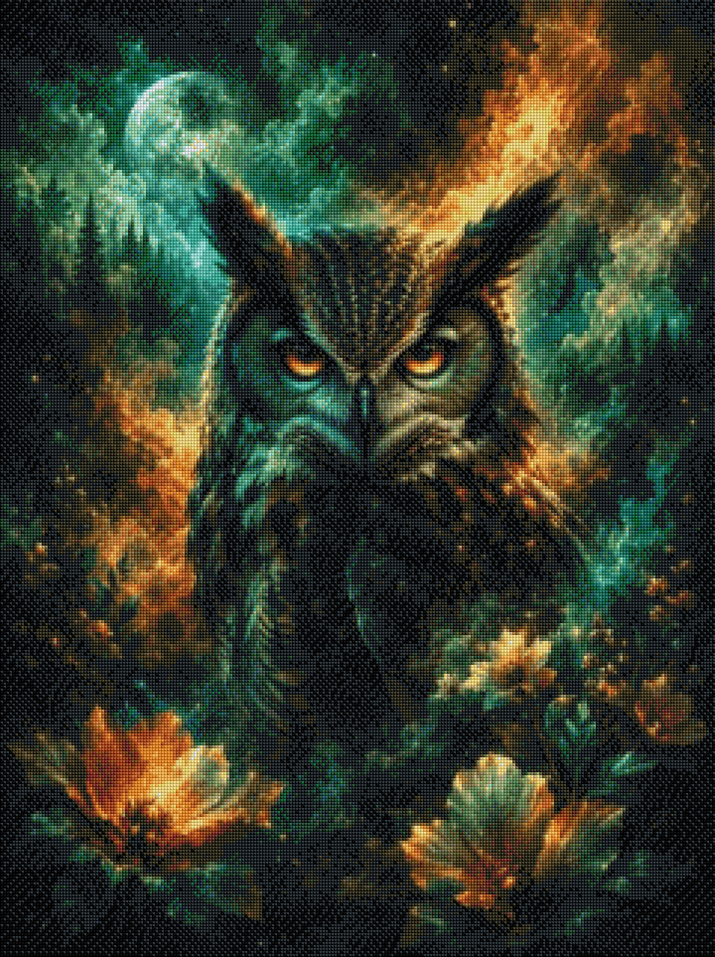 Goldene Augen der Nacht - Diamond Painting Kit - Artwork by tiki_DIAMONDS.ai 60x80 cm (eckige Steine)