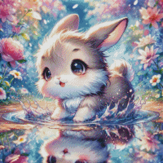 Kleine Regenpfote - Diamond Painting Kit - Artwork by tiki_DIAMONDS.ai 50x50 cm (eckige Steine)