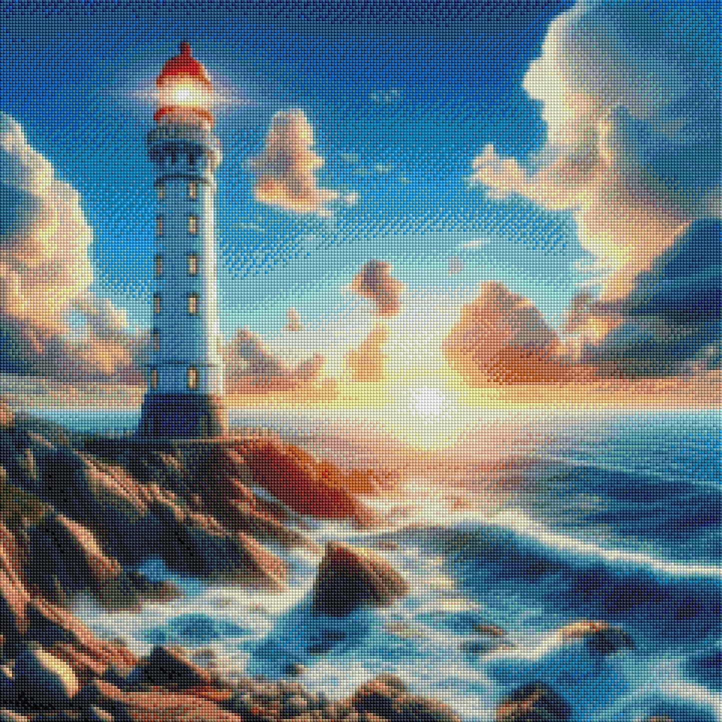 Licht am Horizont - Diamond Painting Kit - AI Artwork by Silvia-ki 60x60cm (eckige Steine)