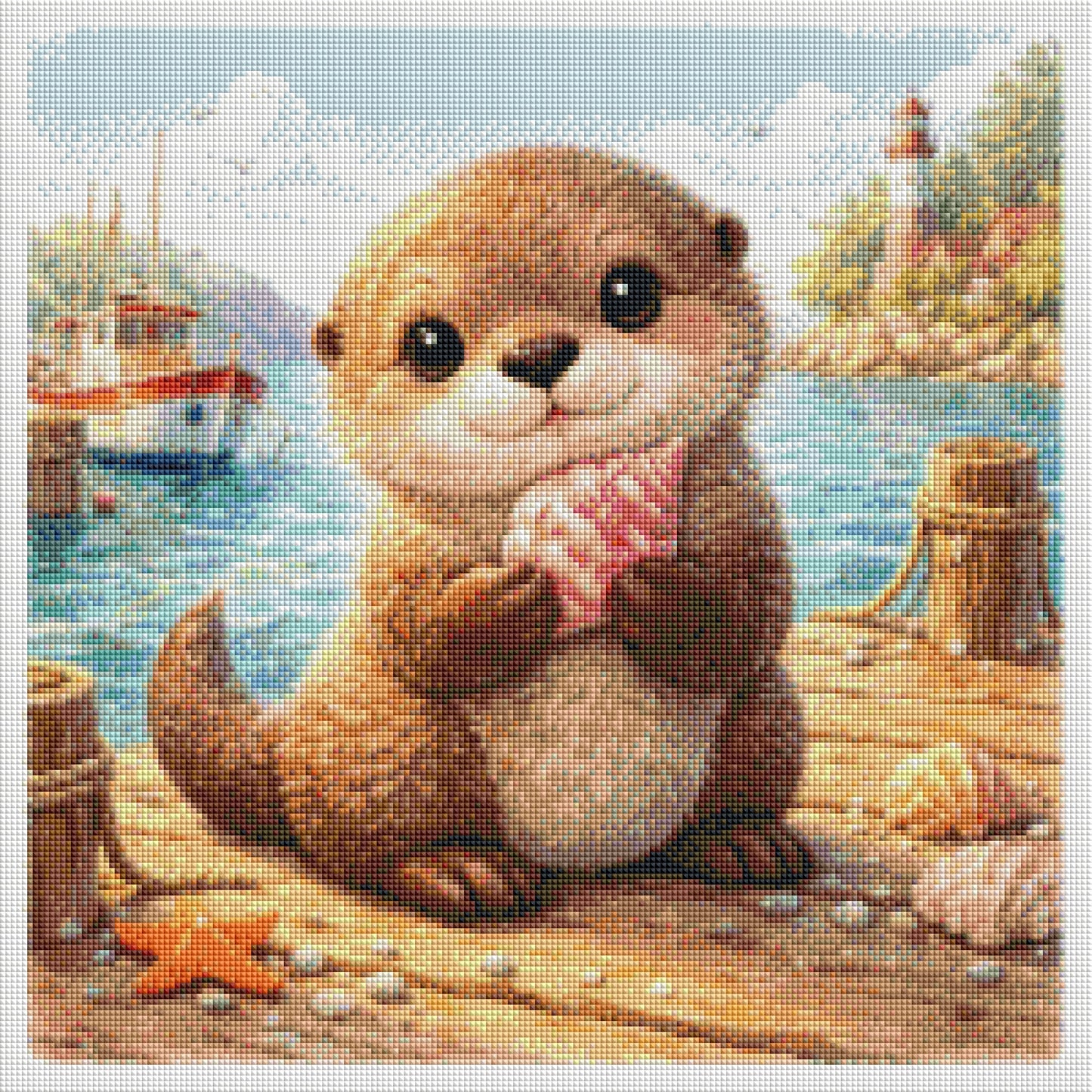 Kleiner Küstenotter - Diamond Painting Kit - Artwork by Farbenzauberwelt