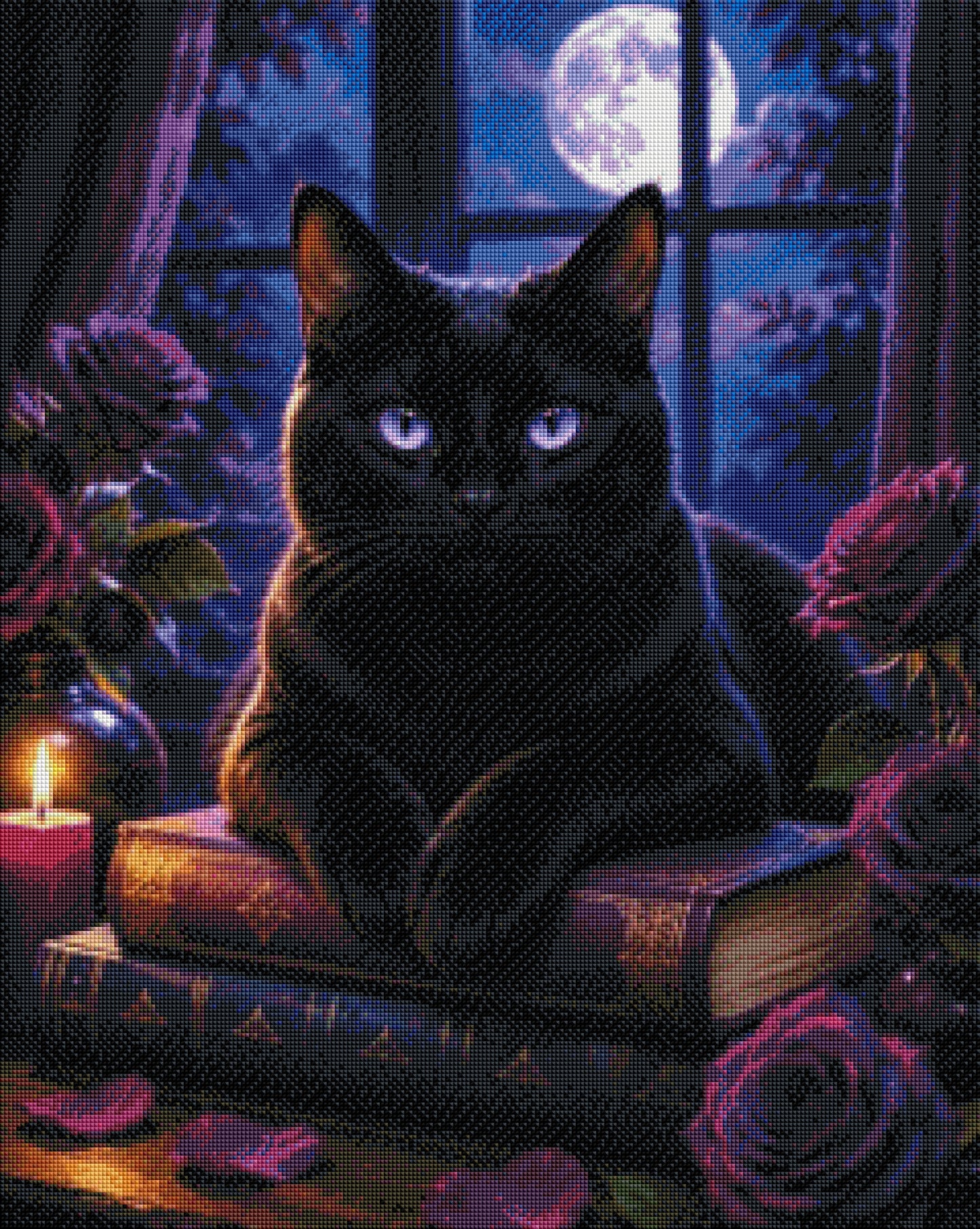 Schattenpfote im Mondlicht - Diamond Painting Kit - Artwork by Farbenzauberwelt