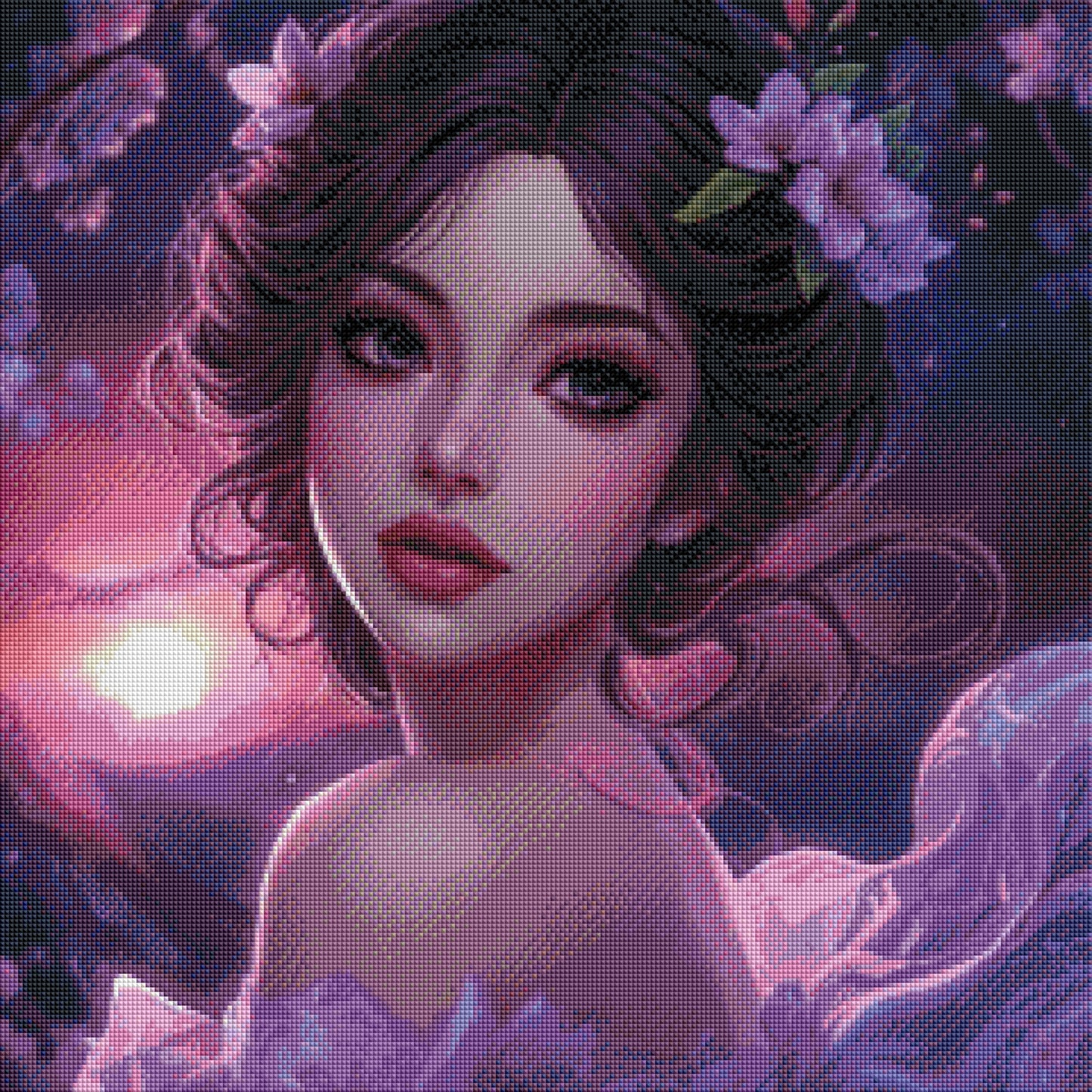 Purple Love - Diamond Painting Kit - KI Artwork by Tina Diamonds 60x60cm cm (eckige Steine)