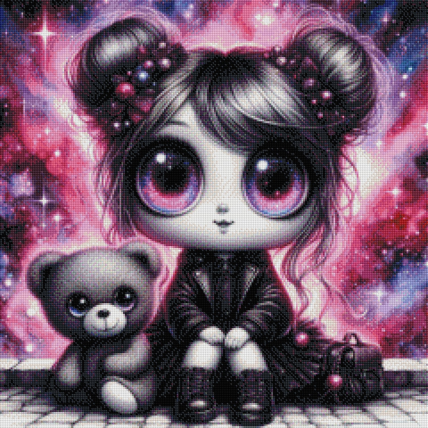 Kleine Dunkelzauberin - Diamond Painting Kit - AI Artwork by Glitzerkrümel 60x60cm (eckige Steine)