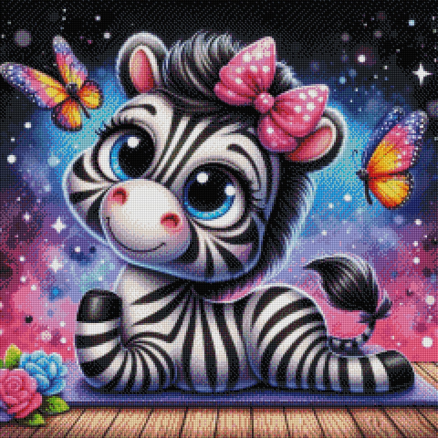 Kleine Zebra-Prinzessin - Diamond Painting Kit - AI Artwork by Glitzerkrümel 60x60cm (eckige Steine)