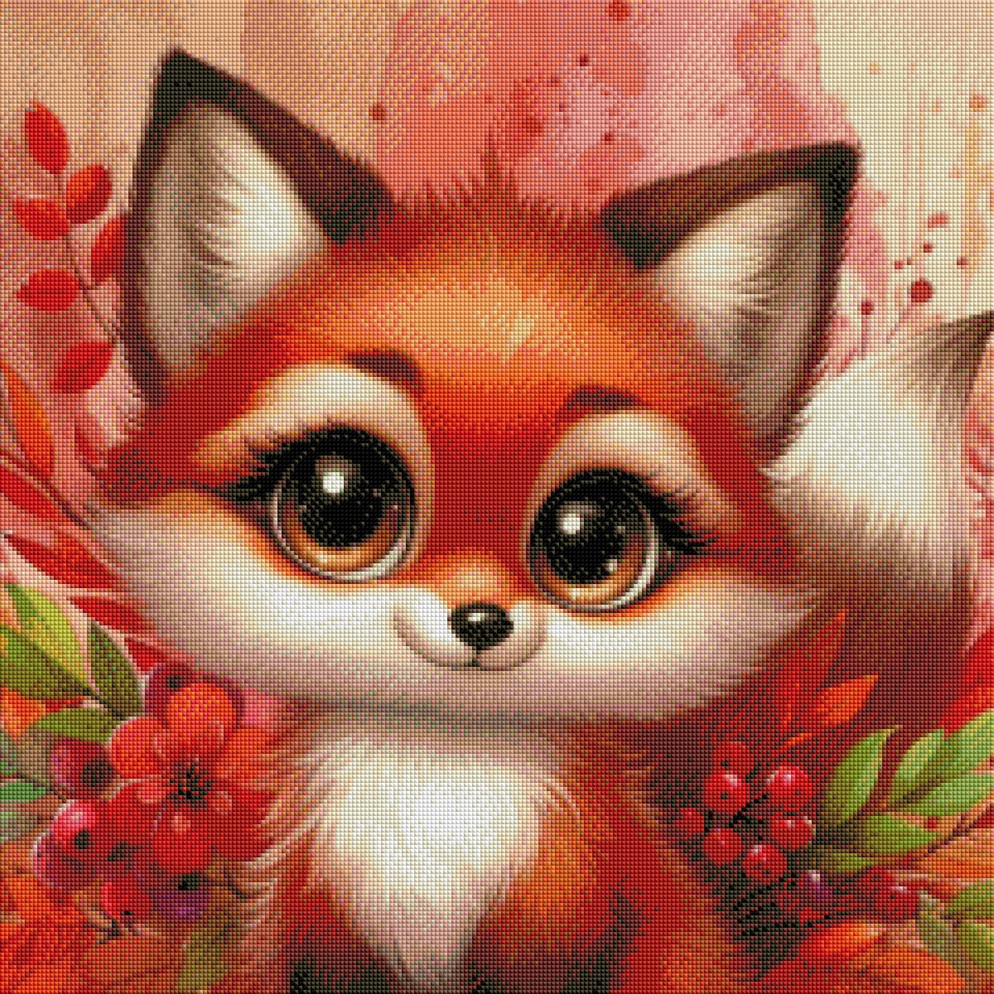 Kleiner Herbstfuchs - Diamond Painting Kit - AI Artwork by Glitzerkrümel 60x60cm (eckige Steine)