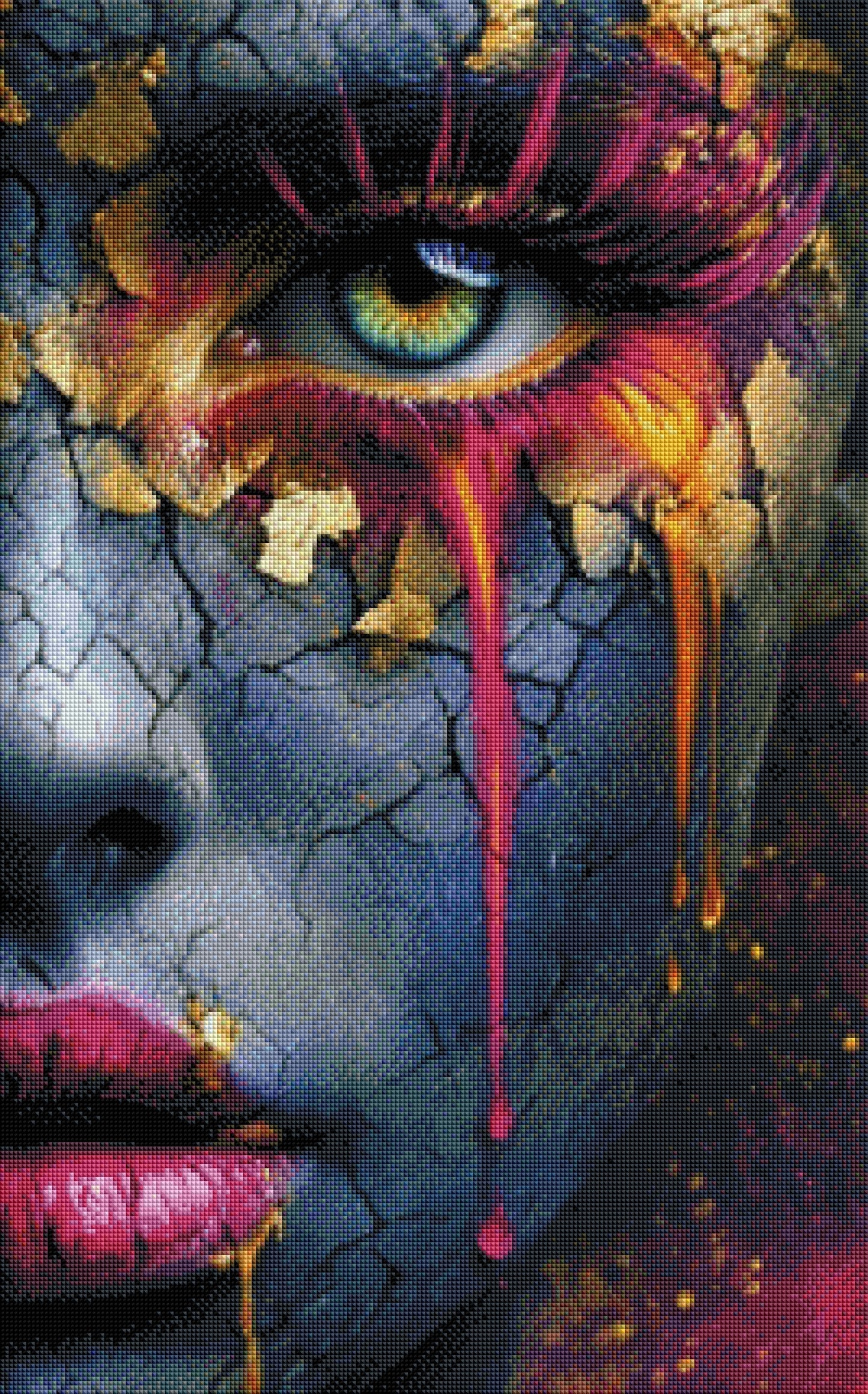 Goldene Tränen - Diamond Painting Kit | 50*80 cm | 120 DMC-Farben | Artwork by Anny_Ai