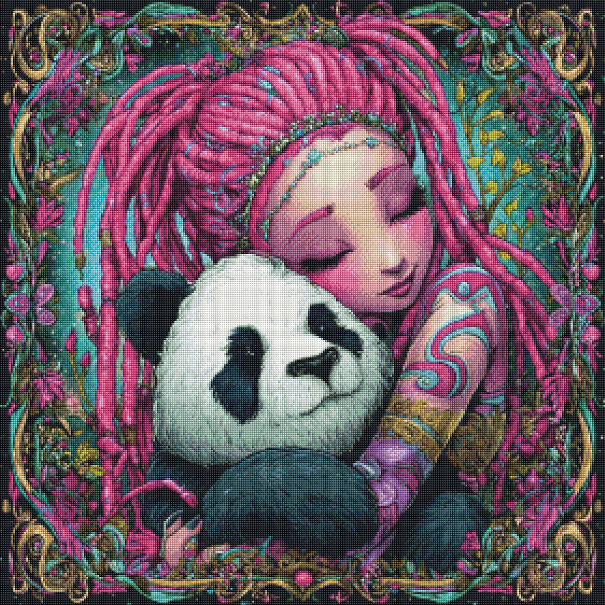Pandas Traum – Diamond Painting 70 × 70 cm