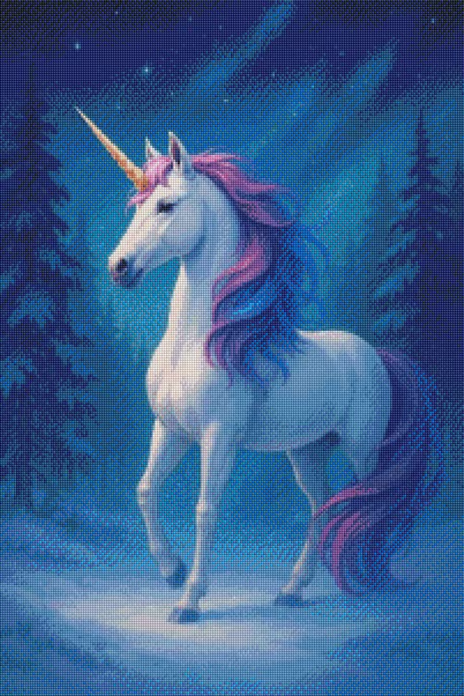 Mondlicht-Einhorn - Diamond Painting Kit - AI Artwork by SK Moments 60x80cm (eckige Steine)