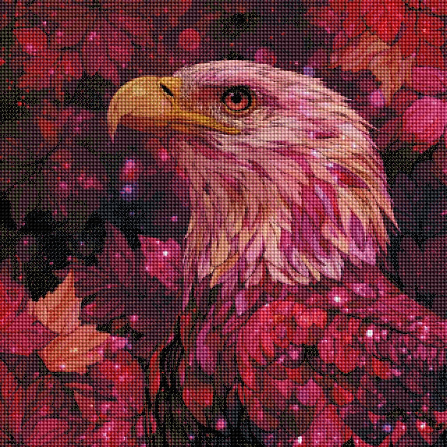 Purpuradler mit 120 Farben - Diamond Painting Kit - Artwork by shiny_unicorn.ai 80x80cm (eckige Steine)