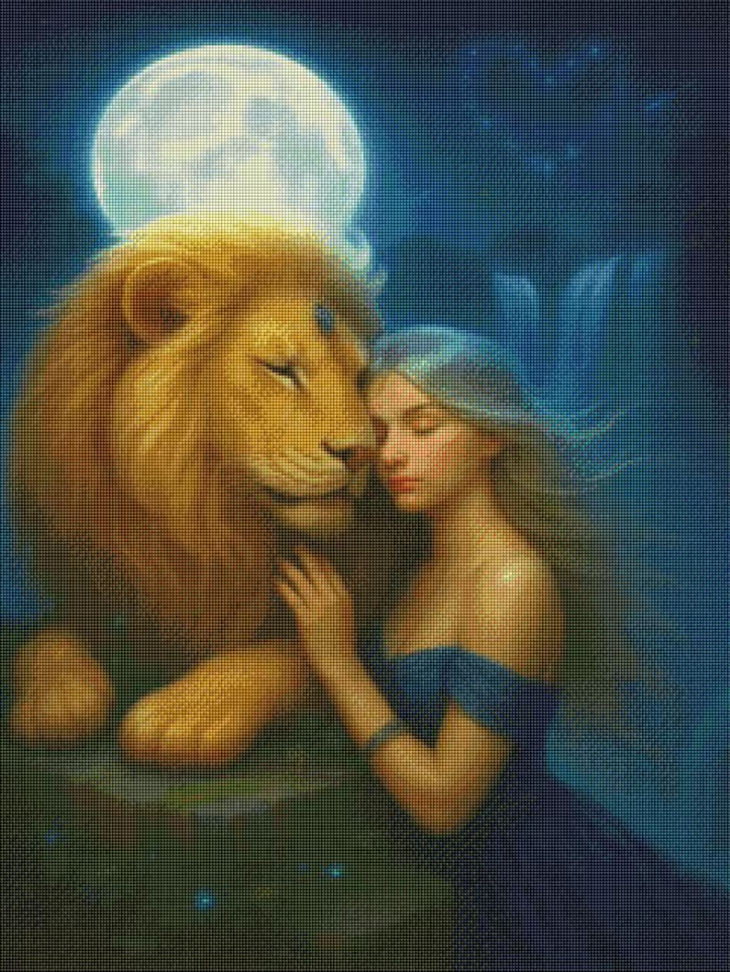 Mondlichtwächterin (60x80 cm, eckige Harzsteine)