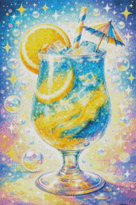 Zitronencocktail - Diamond Painting Kit - AI Artwork by Planetenparty 40x60cm (eckige Steine)