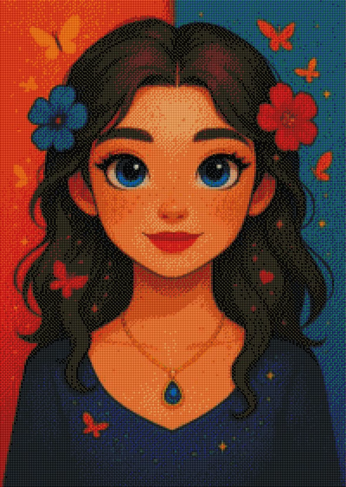 Die Hüterin der Farben (50x70 cm, eckige Harzsteine)