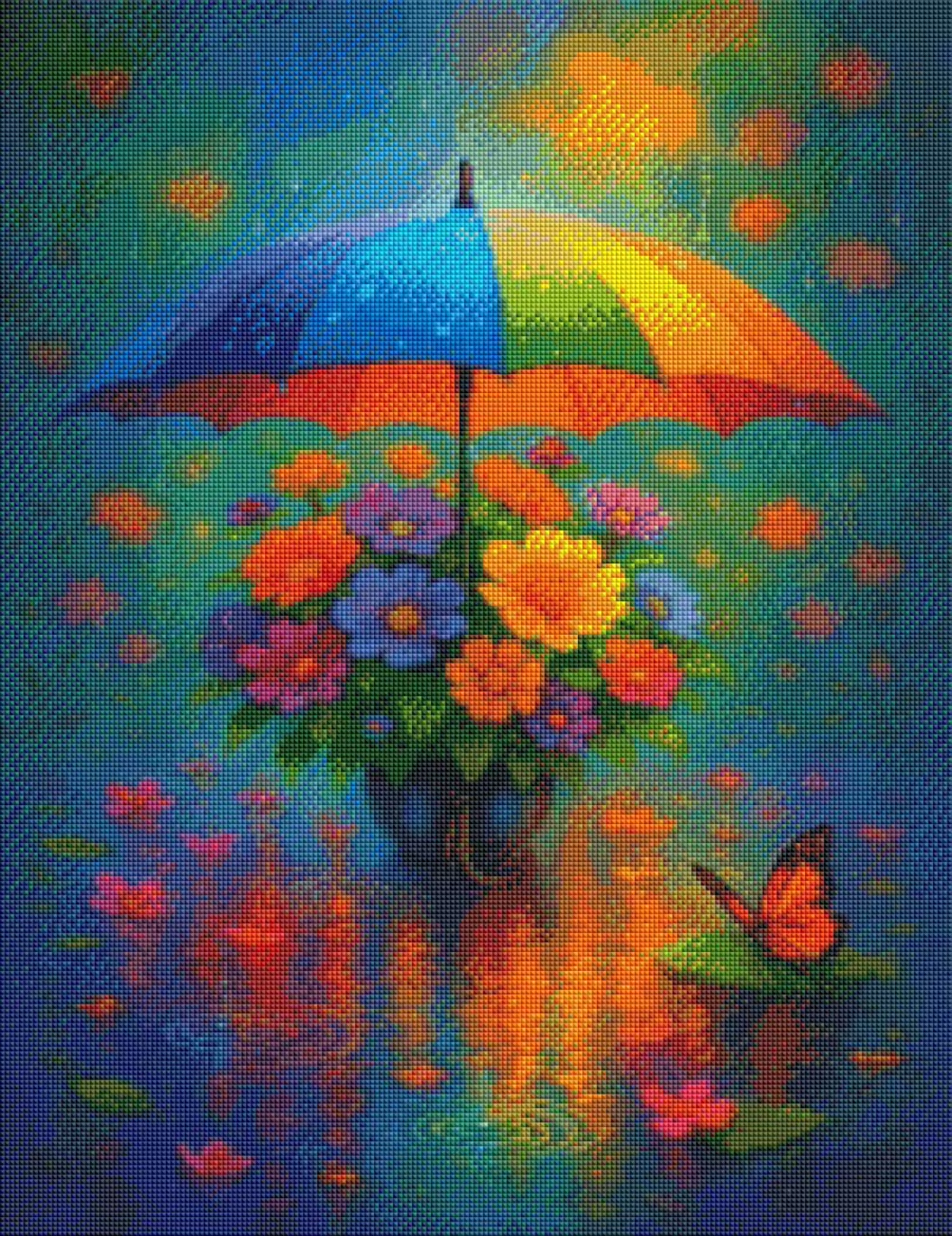 Magischer Regenschirm (50x65 cm, eckige Harzsteine)