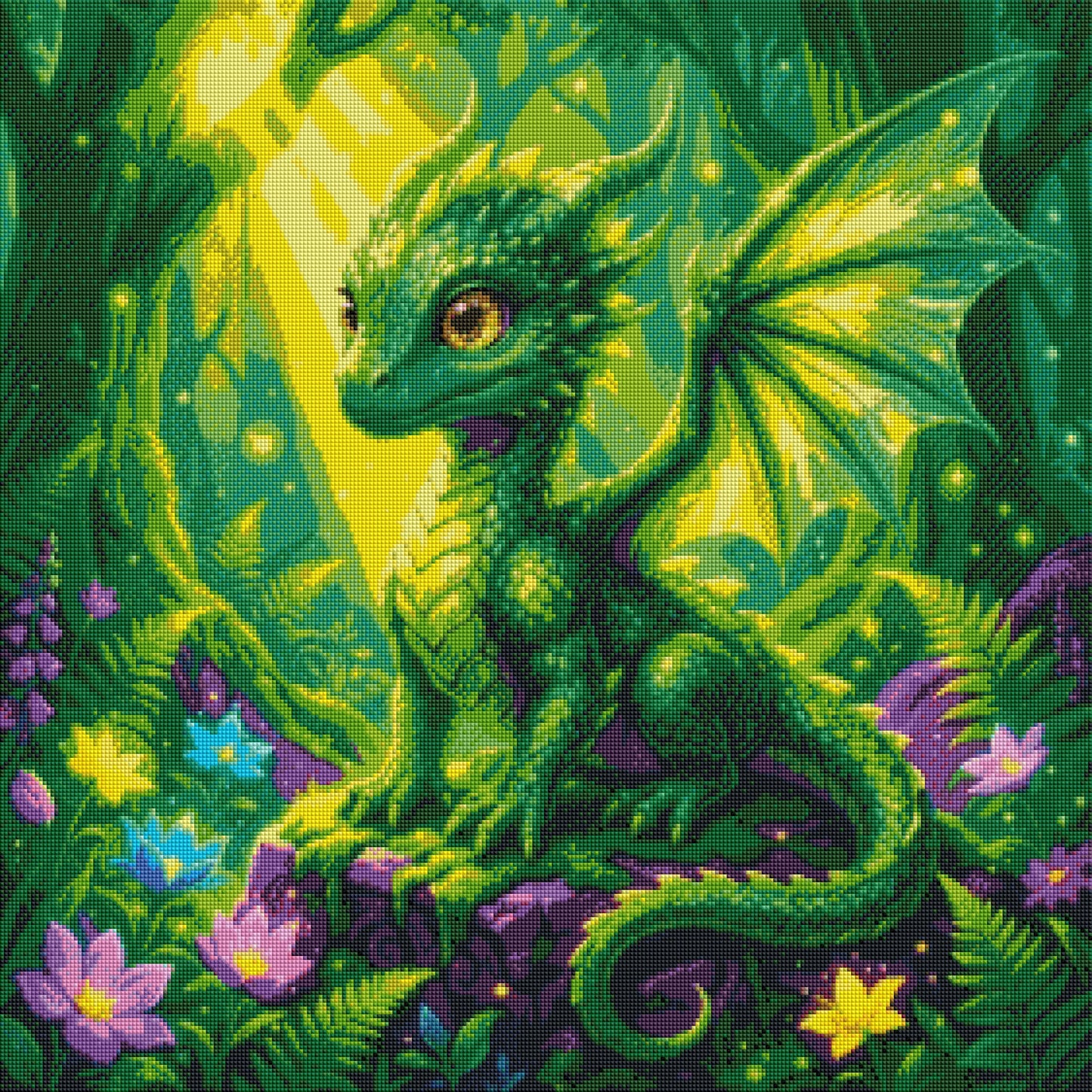 Der Smaragd - Waldhüter - Diamond Painting Kit - AI Artwork by SK Moments 70x70cm (eckige Steine)