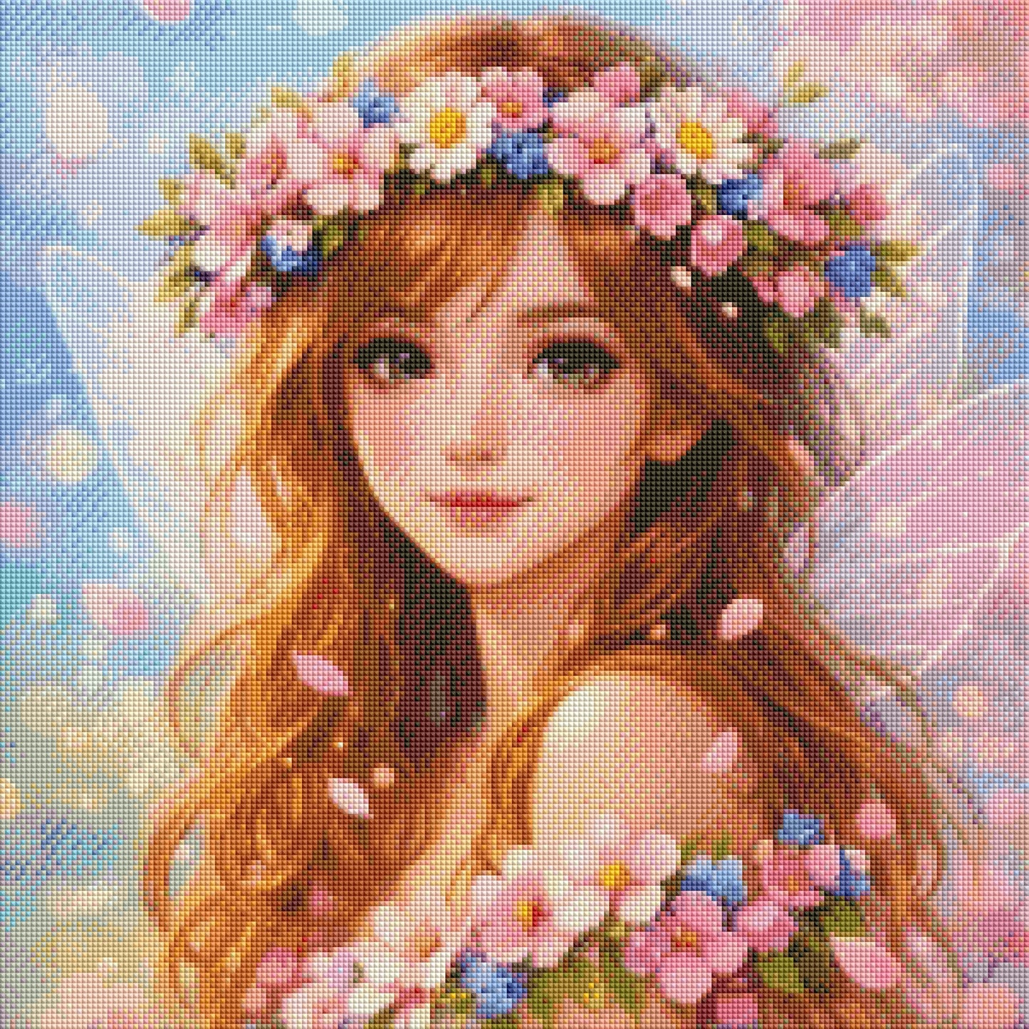 Frühlingsfee - Blütenzauber - Diamond Painting Kit - AI Artwork by SK Moments 50x50cm (eckige Steine)