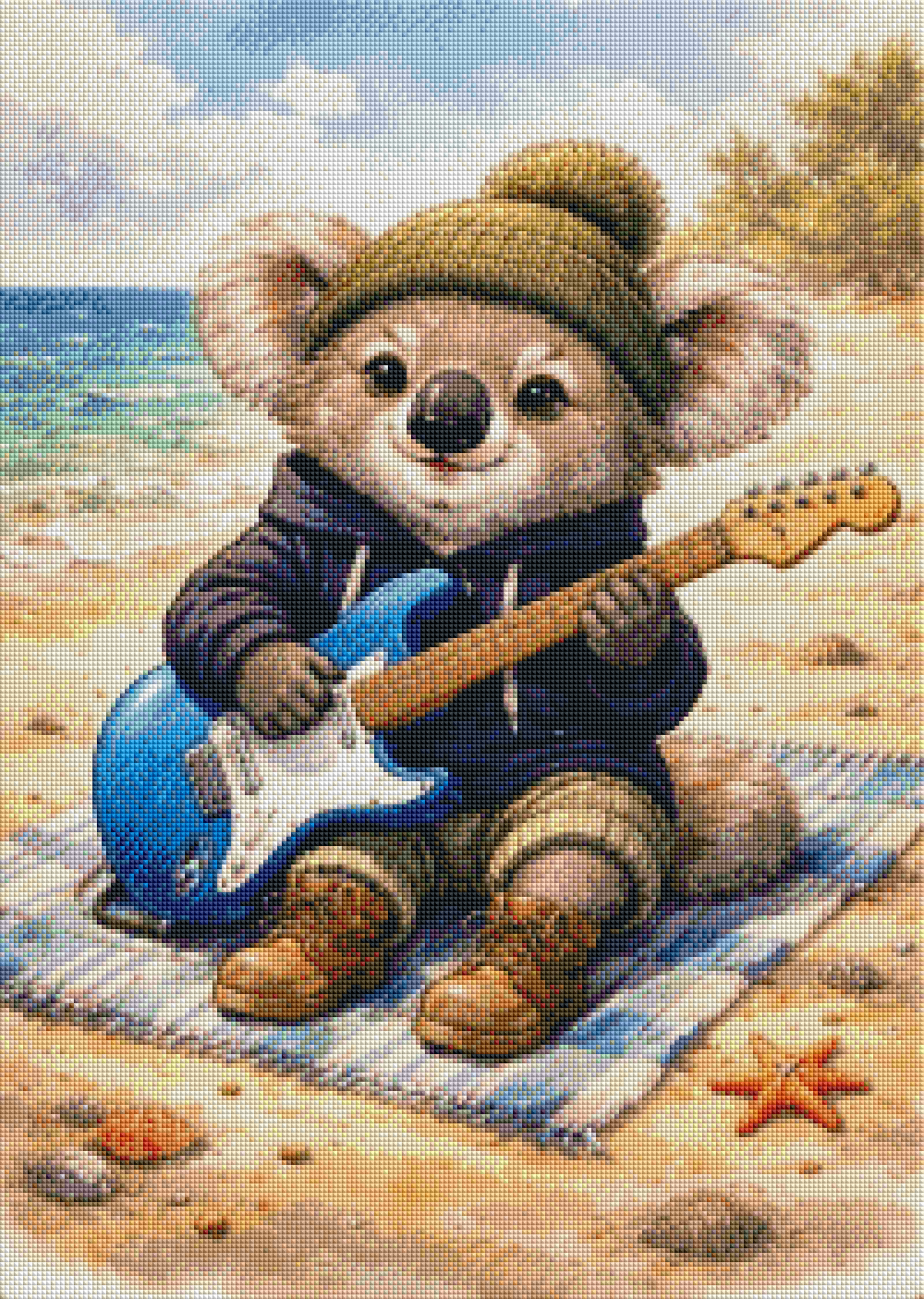 Koala Beach - Diamond Painting Kit - AI Artwork by Planetenparty 50x70cm (eckige Steine)