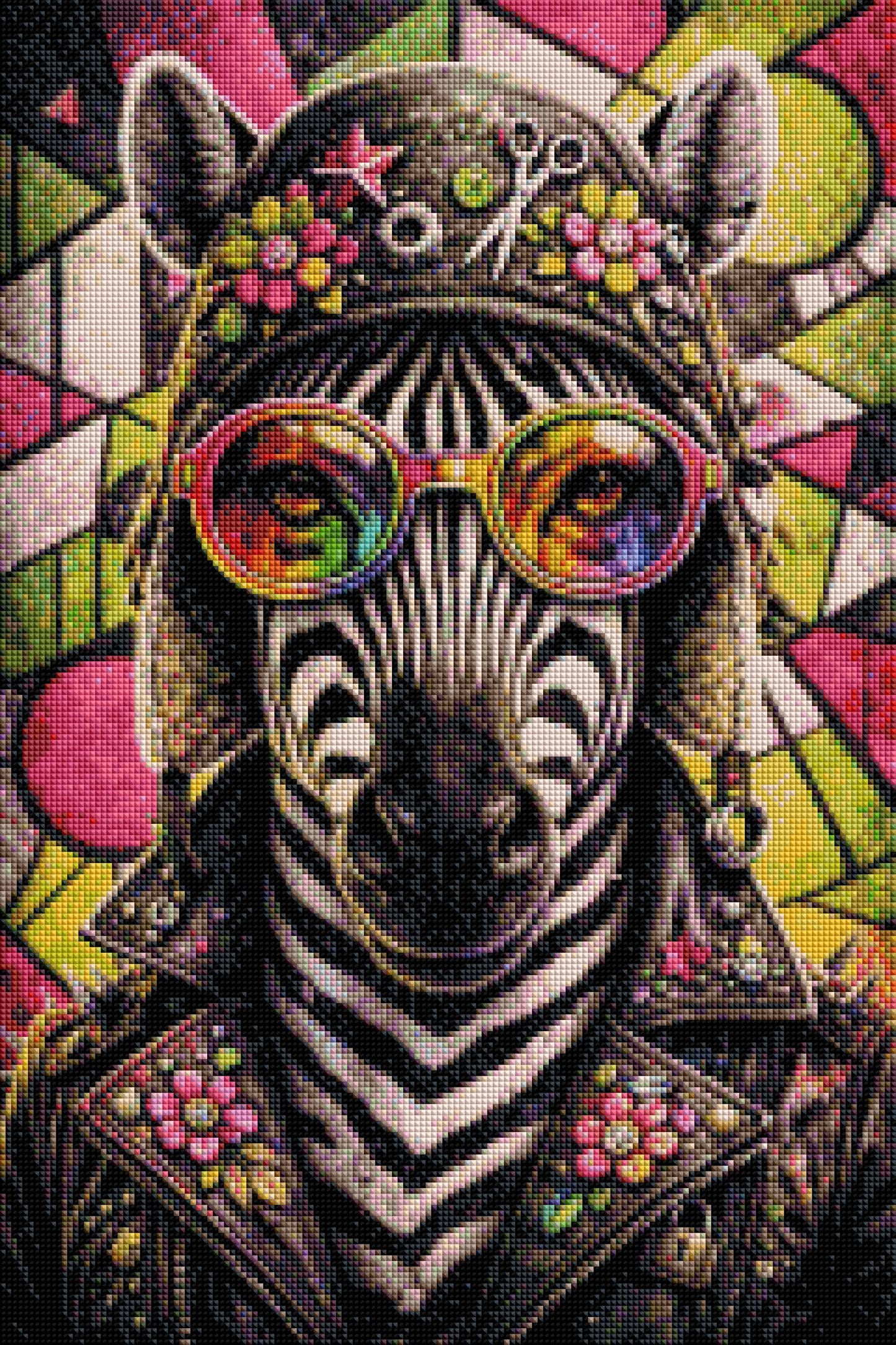 Verrücktes Zebra - Diamond Painting Kit - AI Artwork by Planetenparty 40x60cm (eckige Steine)