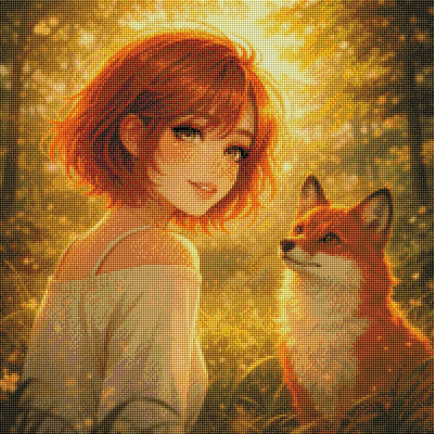 Seelenlicht im Wald - Diamond Painting Kit - AI Artwork by Farbenzauberwelt 50x50cm (eckige Steine)