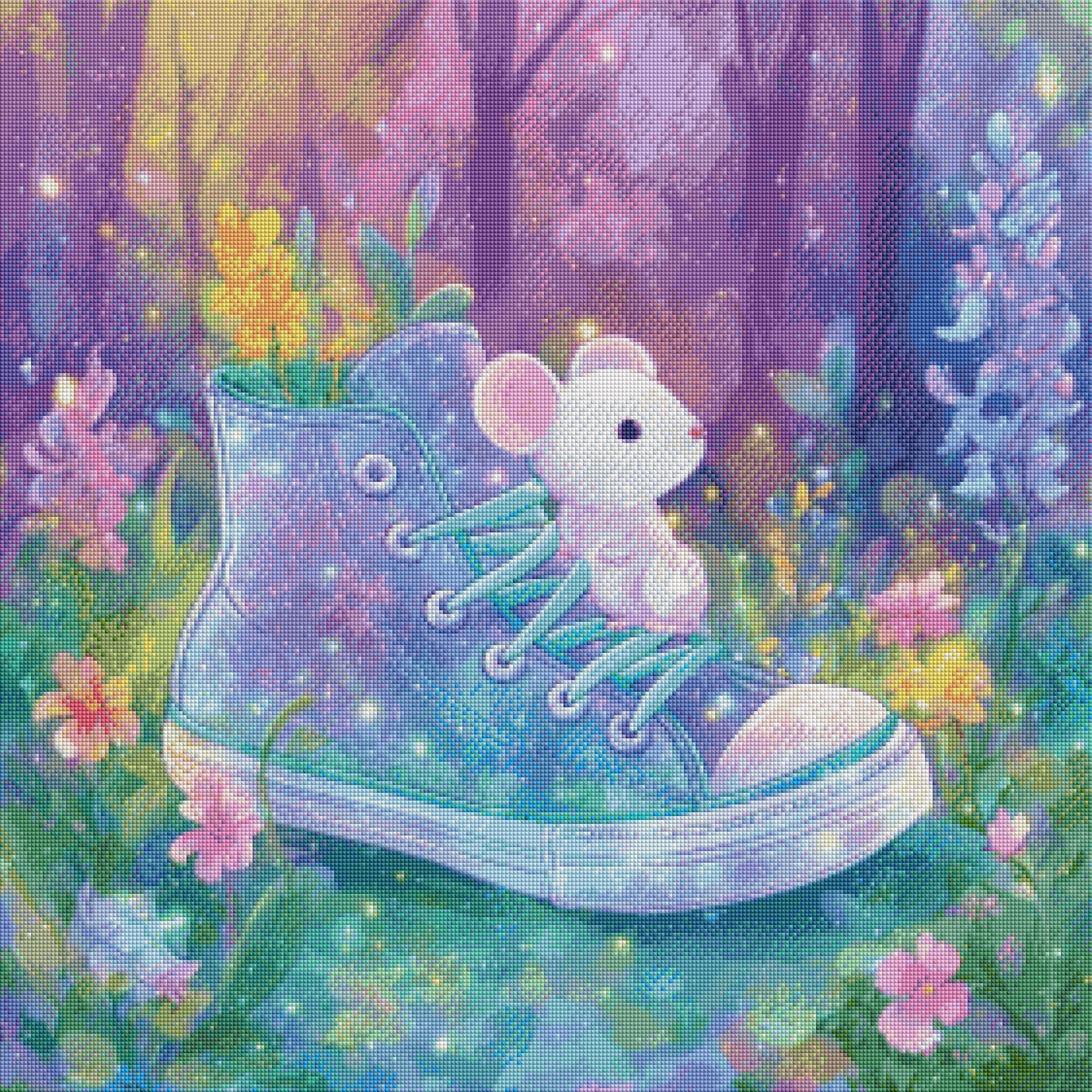Die kleine Waldmaus - Diamond Painting Kit - Artwork by shiny_unicorn.ai 70x70cm (eckige Steine)