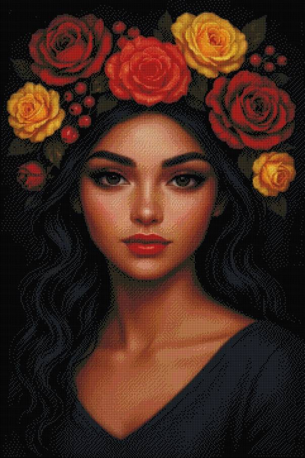 Das Mädchen aus den Sternenblüten (60x80 cm, eckige Harzsteine)