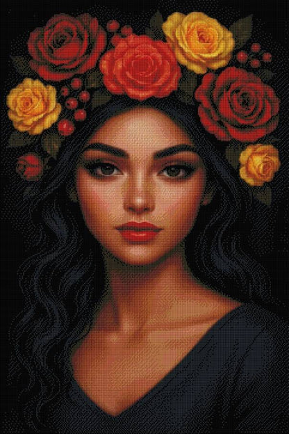 Das Mädchen aus den Sternenblüten (60x80 cm, eckige Harzsteine)