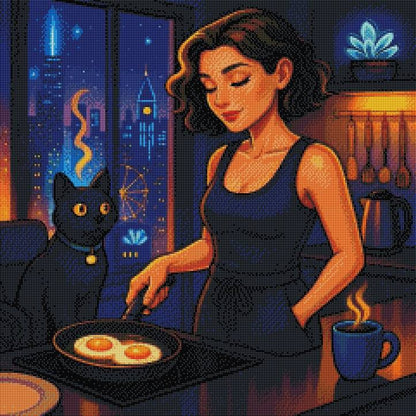 Morgenlicht&Schnurren (60x60 cm, eckige Harzsteine)