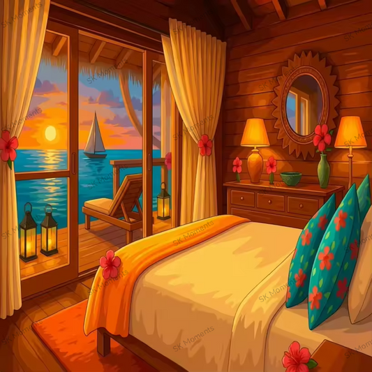 Romantischer Sonnenuntergang (60x90cm, eckige Harzsteine)