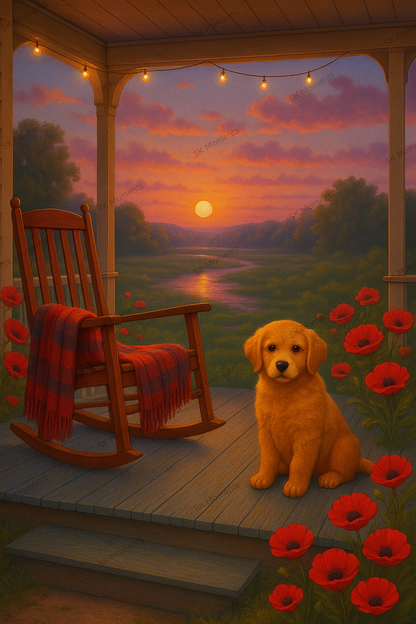 Abendsonne auf der Veranda (60x80 cm, eckige Harzsteine)