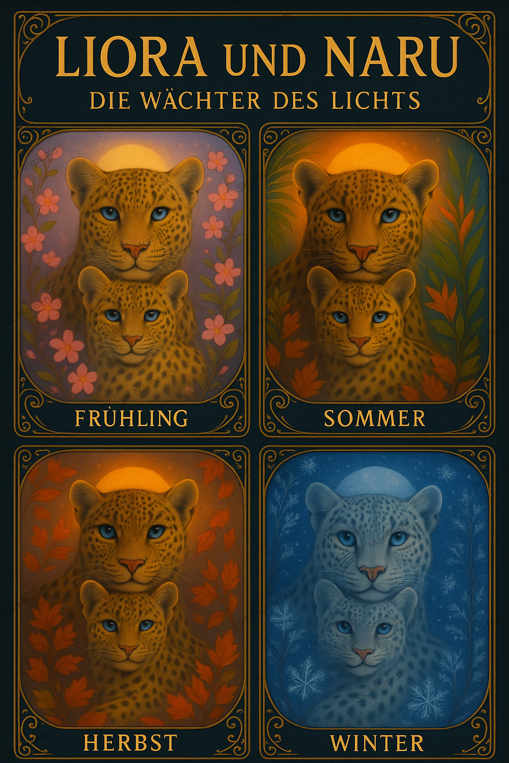 Liora und Naru - Die Wächter des Lichts Frühlingsbild (50x70cm, eckige Harzsteine)