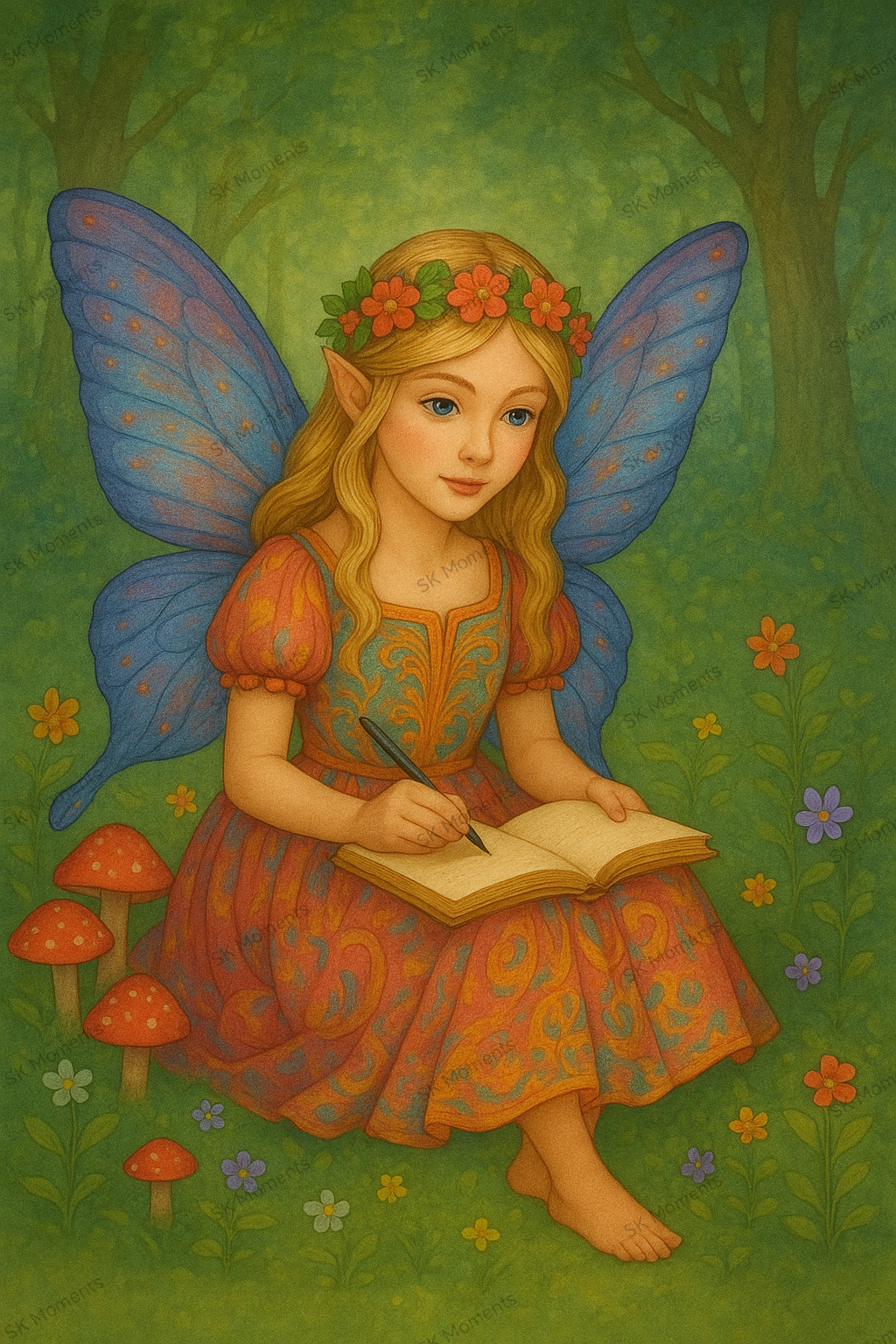 Die Tagebuch Fee (50x70 cm, eckige Harzsteine)