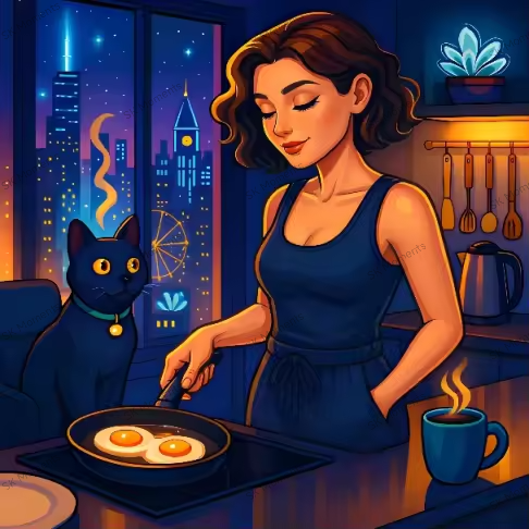 Morgenlicht&Schnurren (60x60 cm, eckige Harzsteine)