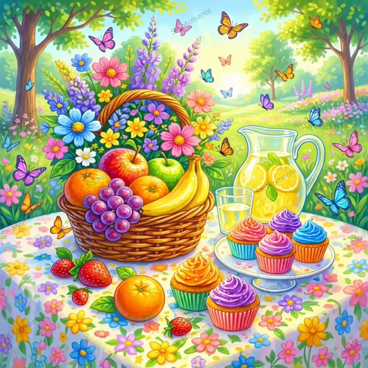 Frühlingszauber am Bachlauf (60x80 cm, eckige Harzsteine)