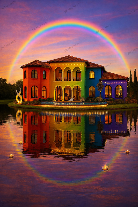 Magische Villa am See (60x80 cm, eckige Harzsteine)