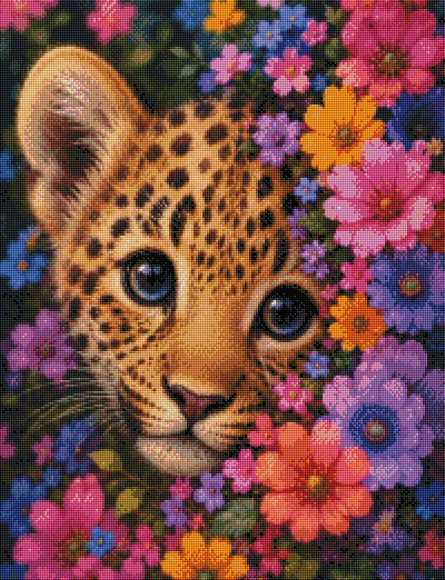 Kleiner Leopardentraum - Diamond Painting Kit - Artwork by tiki_DIAMONDS.ai 50x65 cm (eckige Steine)