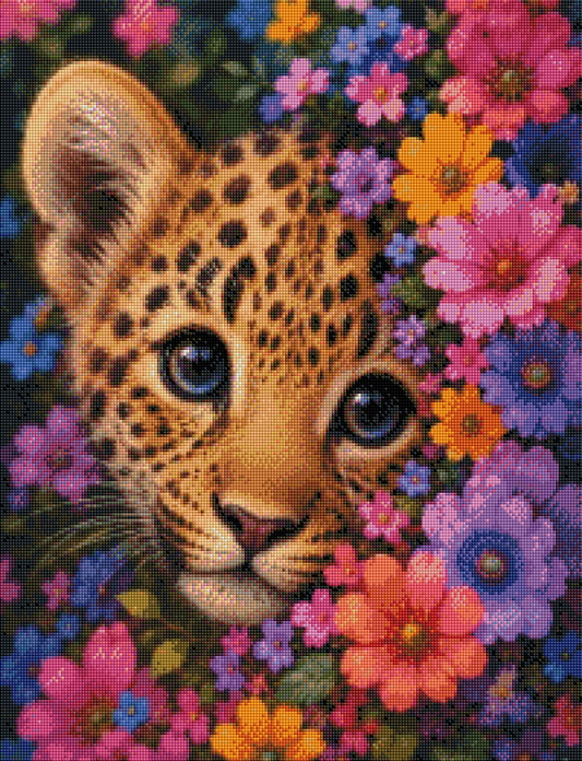 Kleiner Leopardentraum - Diamond Painting Kit - Artwork by tiki_DIAMONDS.ai 50x65 cm (eckige Steine)