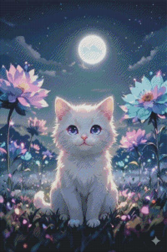 Sternenpfote im Mondschein - Diamond Painting Kit - Artwork by tiki_DIAMONDS.ai 50x75 cm (eckige Steine)