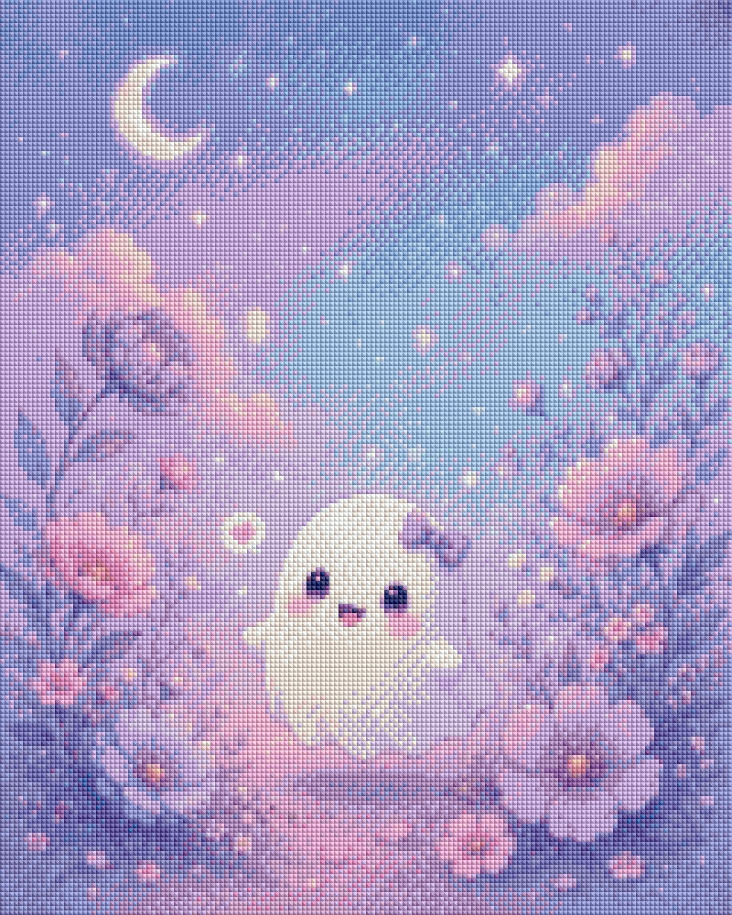 Little Ghost Luna – Diamond Painting Kit | 40*50 cm | 44 DMC Colors | Artwork by tiki_DIAMONDS.ai