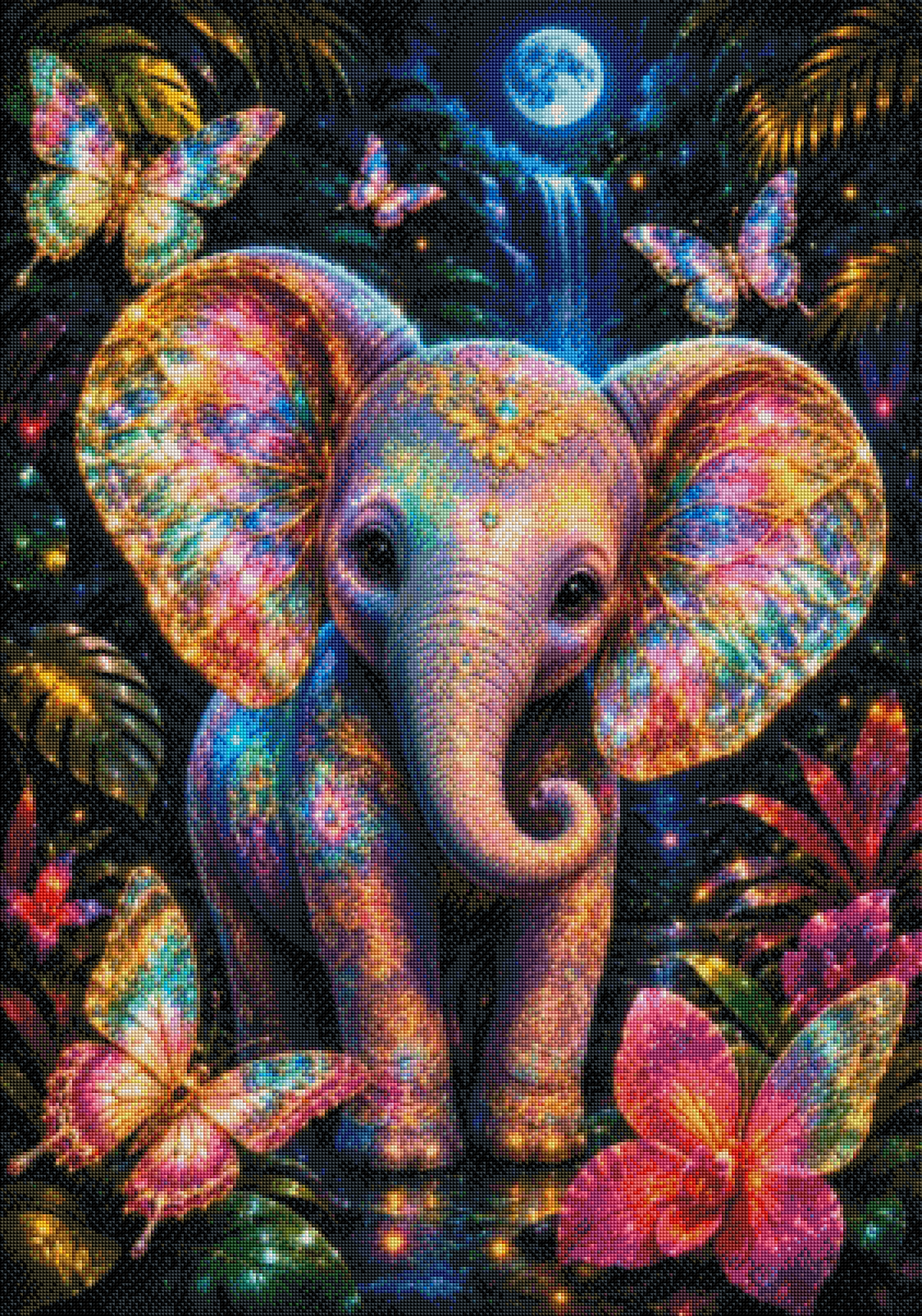 Das leuchtende Dschungelherz - Diamond Painting Kit - AI Artwork by SK Moments 70x100cm (eckige Steine)