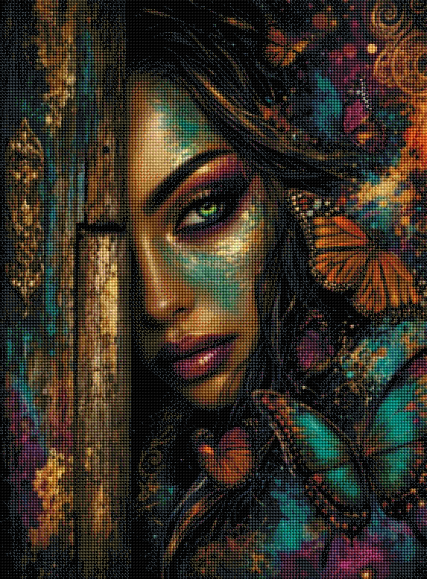 Verborgene Magie mit 100 Farben - Diamond Painting Kit - AI Artwork by SK Moments 70x95cm (eckige Steine)