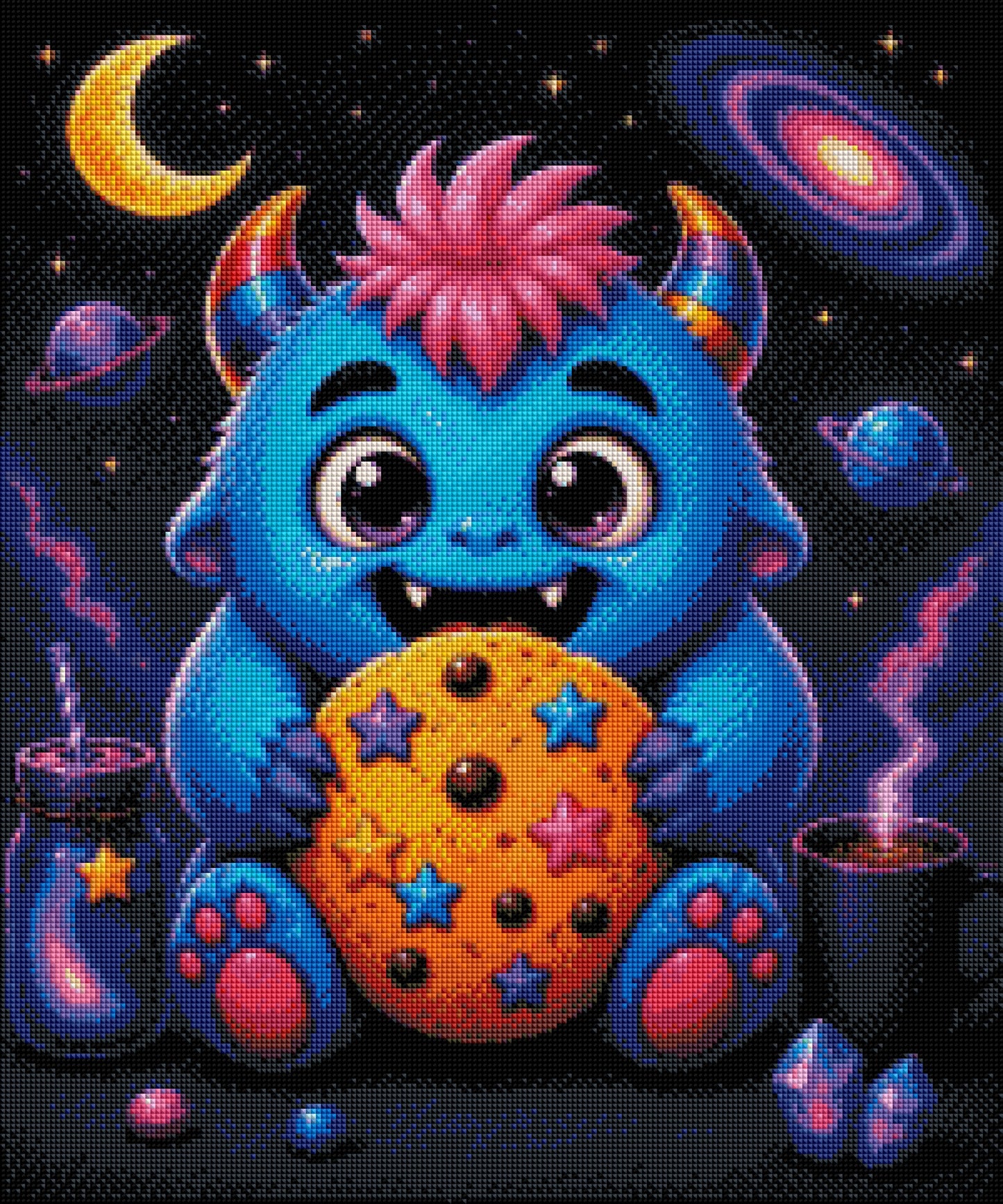 Kosmischer Kekszauber - Diamond Painting Kit - AI Artwork by SK Moments 50x60cm (eckige Steine)