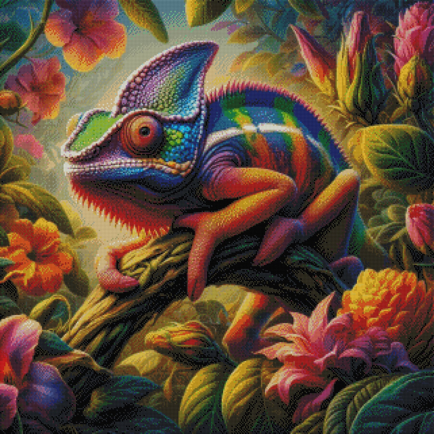 Tropische Farbenpracht mit 100 Farben - Diamond Painting Kit - AI Artwork by Silvia-ki 80x80cm (eckige Steine)