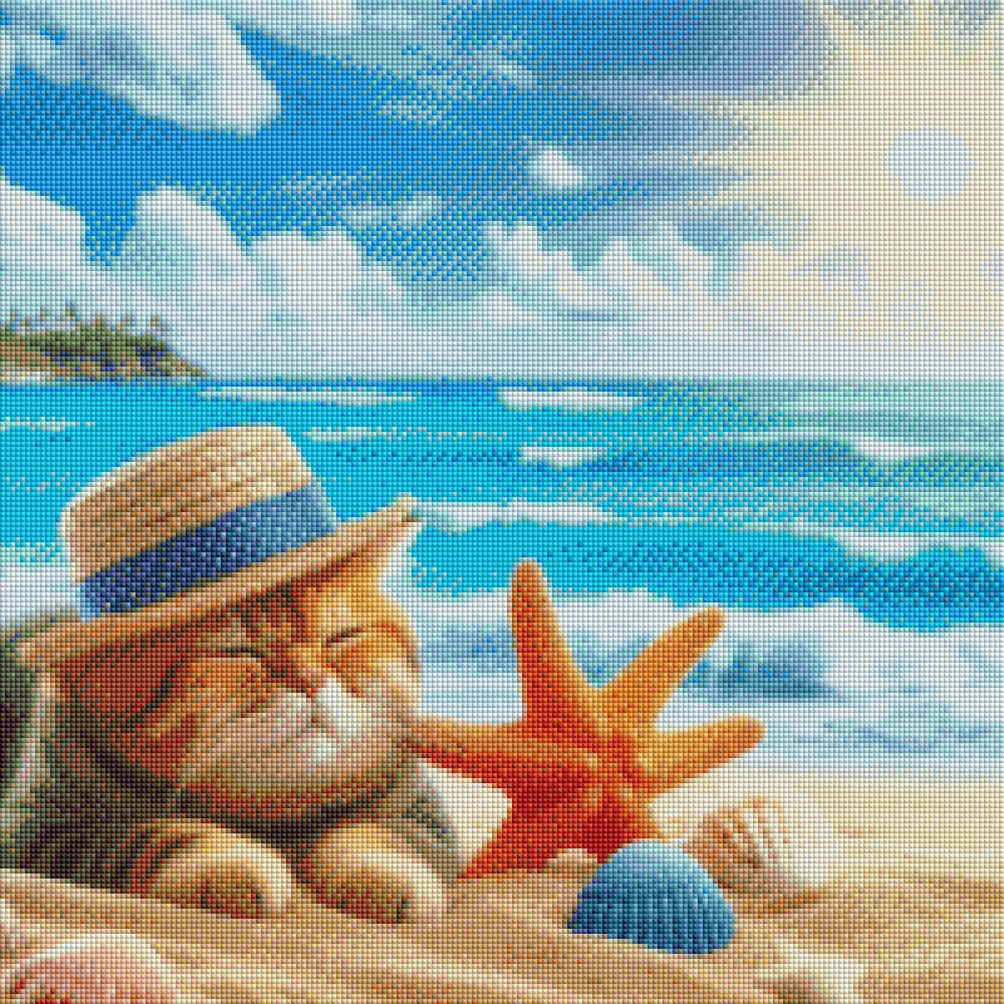 Meeresbrise & Samtpfoten - Diamond Painting Kit - AI Artwork by Silvia-ki 50x50cm (eckige Steine)