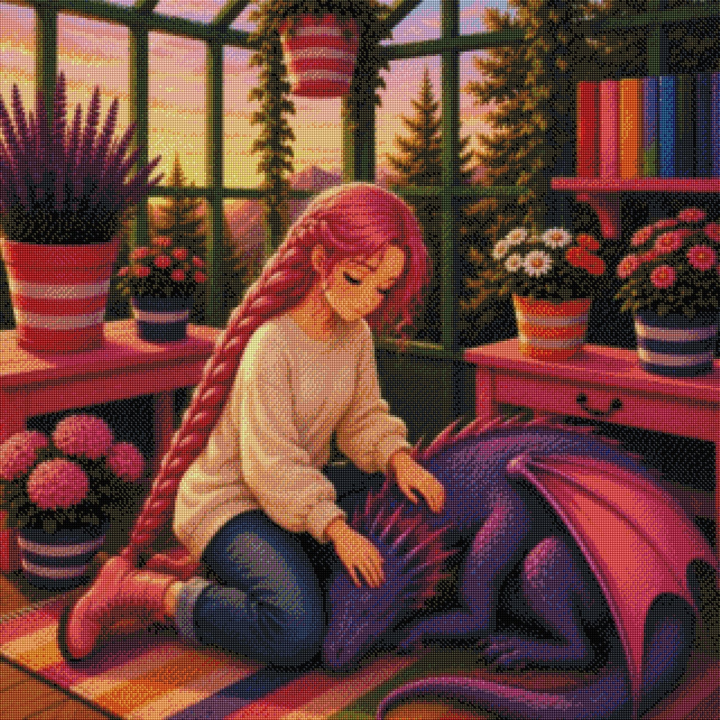 Das Mädchen und der Flüsterdrache - Diamond Painting Kit - Artwork by Farbenzauberwelt