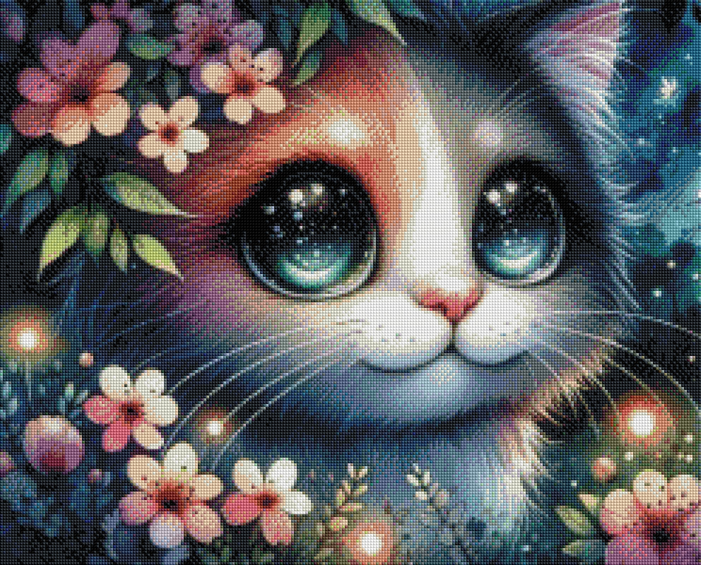 Stargazing Kitten – Diamond Painting Kit | 62*50 cm | 58 DMC Colors | Artwork by tiki_DIAMONDS.ai