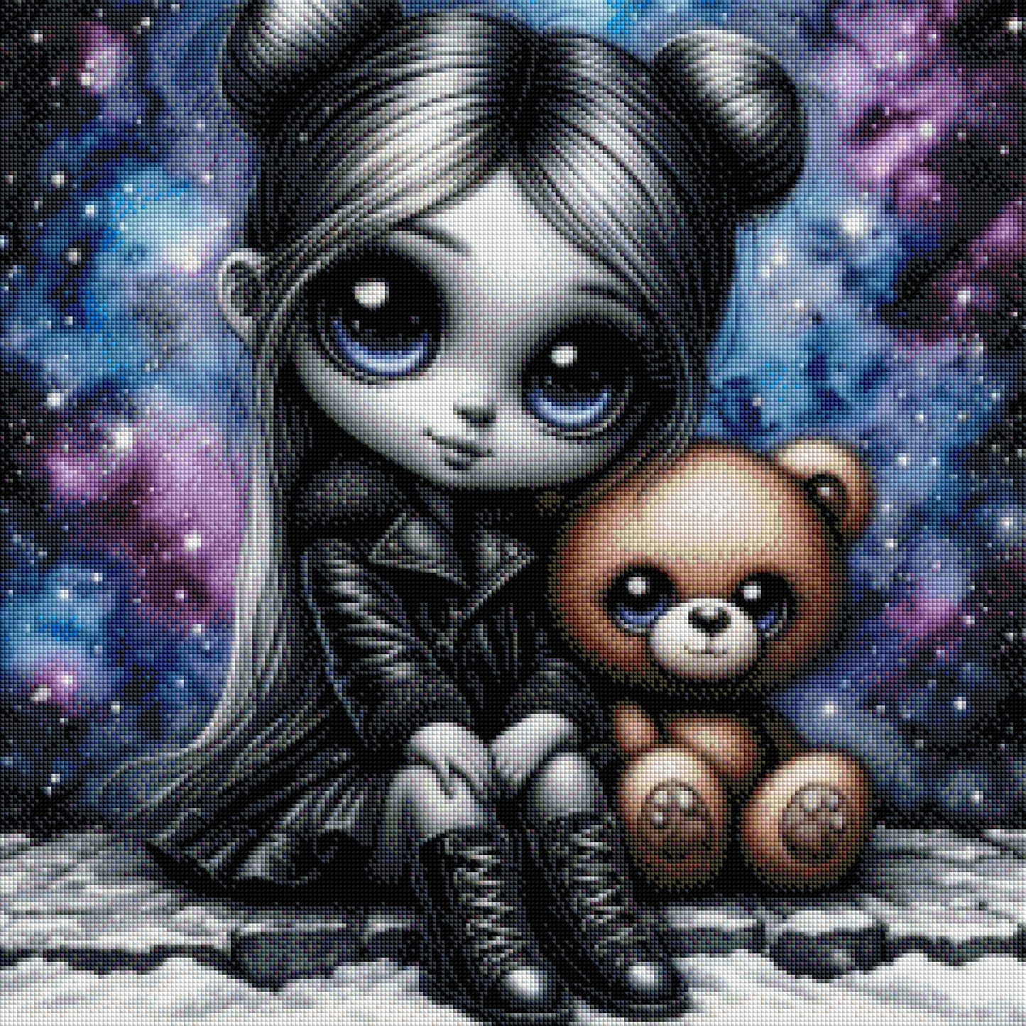 Kleine Sternenzauberin mit 100 Farben  - Diamond Painting Kit - AI Artwork by Glitzerkrümel 60x60cm (eckige Steine)