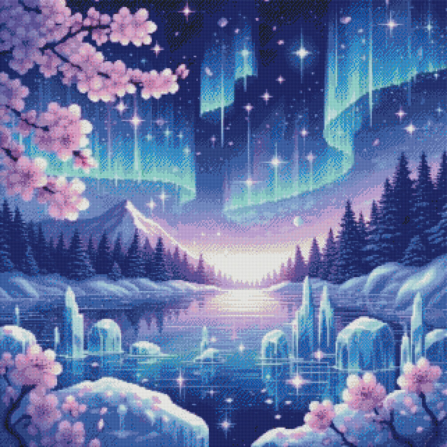 Polarlicht der Kirschblüten - Diamond Painting Kit - Artwork by saroux_draw