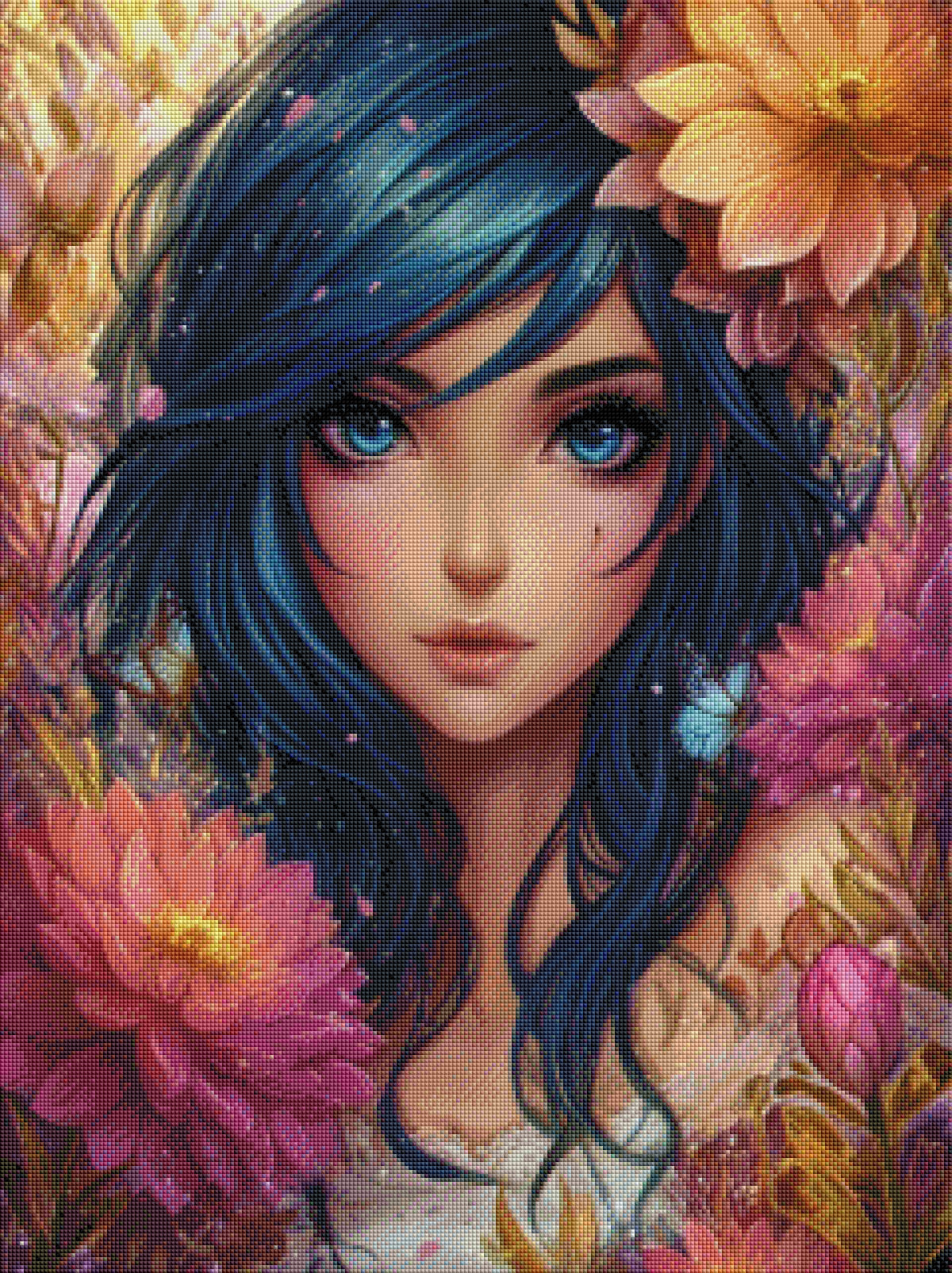 Azurblüte – Diamond Painting 60 × 80 cm