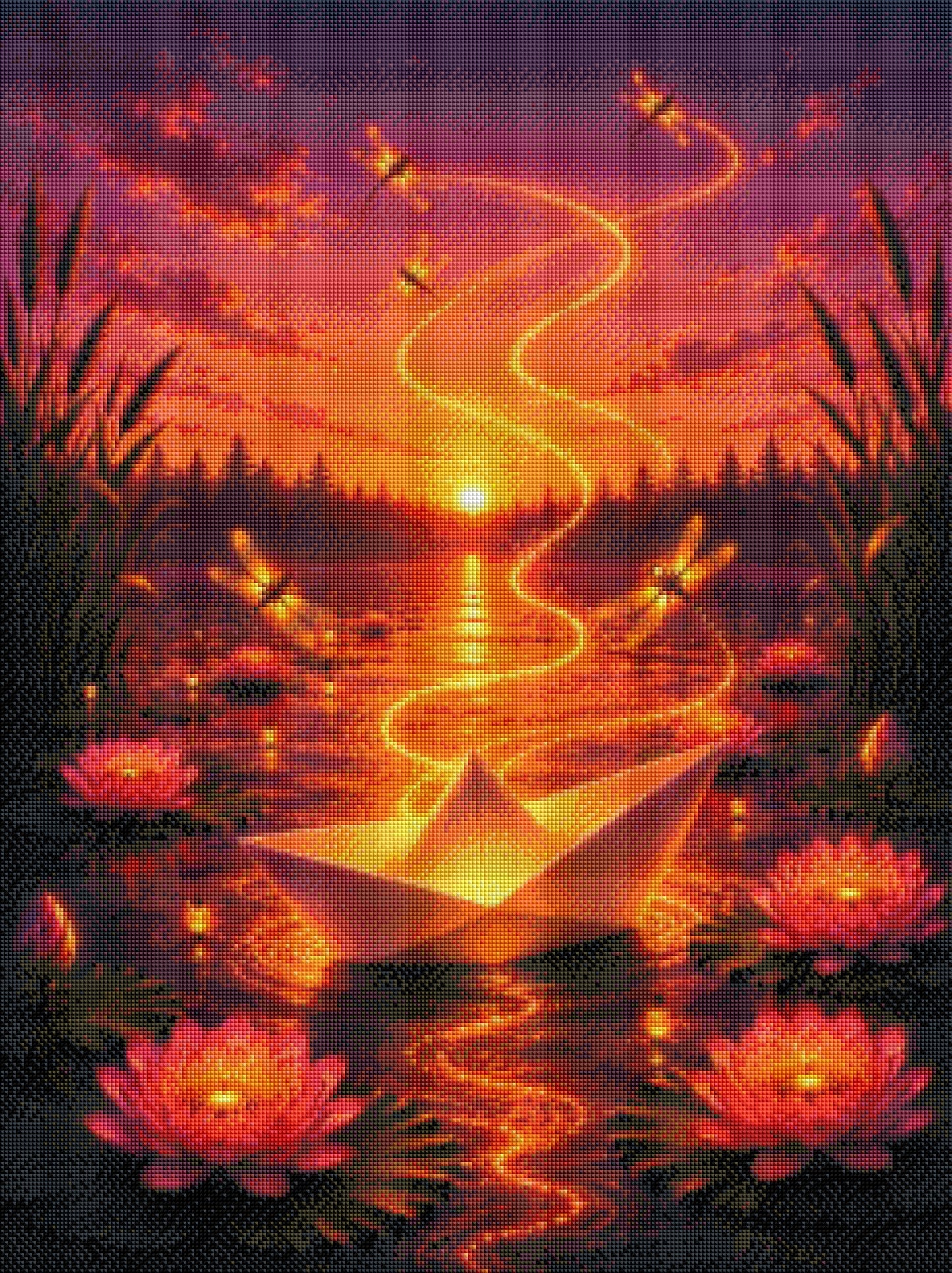 Lichter der Dämmerung  - Diamond Painting Kit | 60*80 cm | 89 DMC-Farben | Artwork by Glitzerpause.Ai